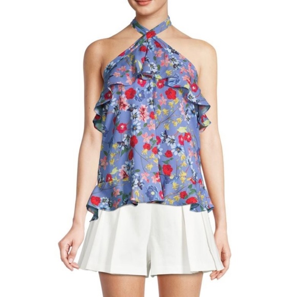 NWT Parker Floral Halterneck Tank Top Blouse in Lilac Small